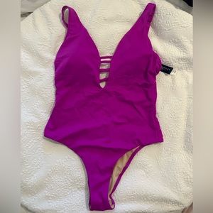 NWOT Swimsuits for All Strappy Plunge One Piece Very Fuchsia